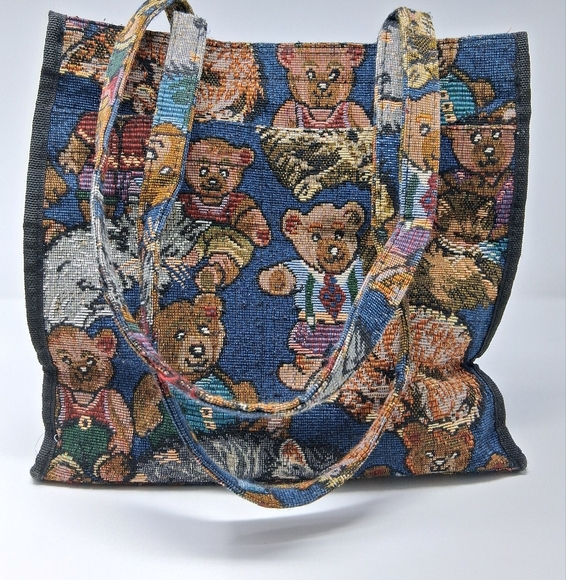 Mirano Vintage Teddy Bear Tapestry Tote.  Size 11"×12" - Picture 1 of 8